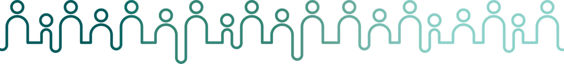 Friends graphic representing a heartbeat made up of outlines of people